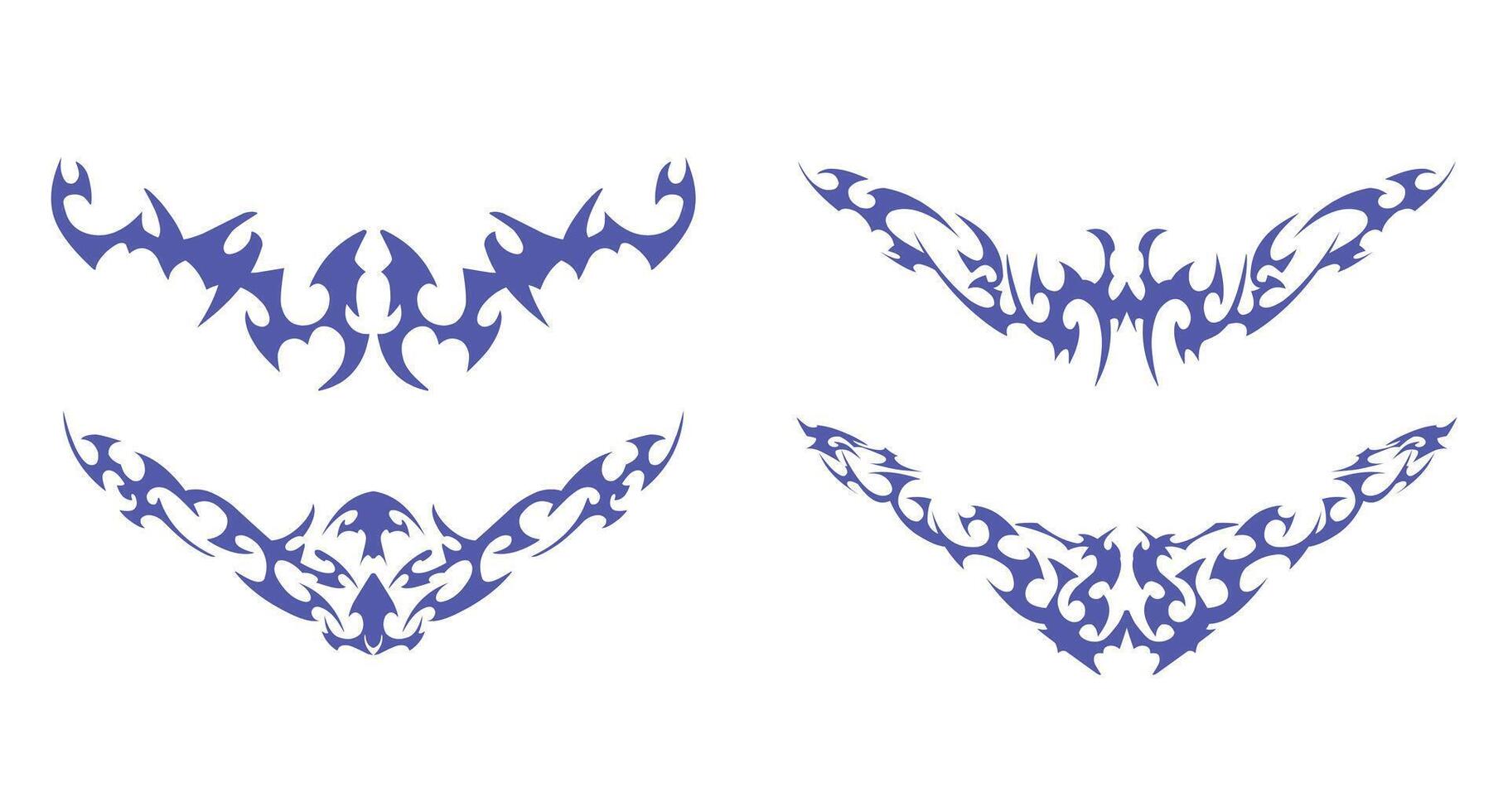 Ink Pattern Ensemble with Edgy Forms - Ideal for use in digital artworks, printables, and tattoos. vector