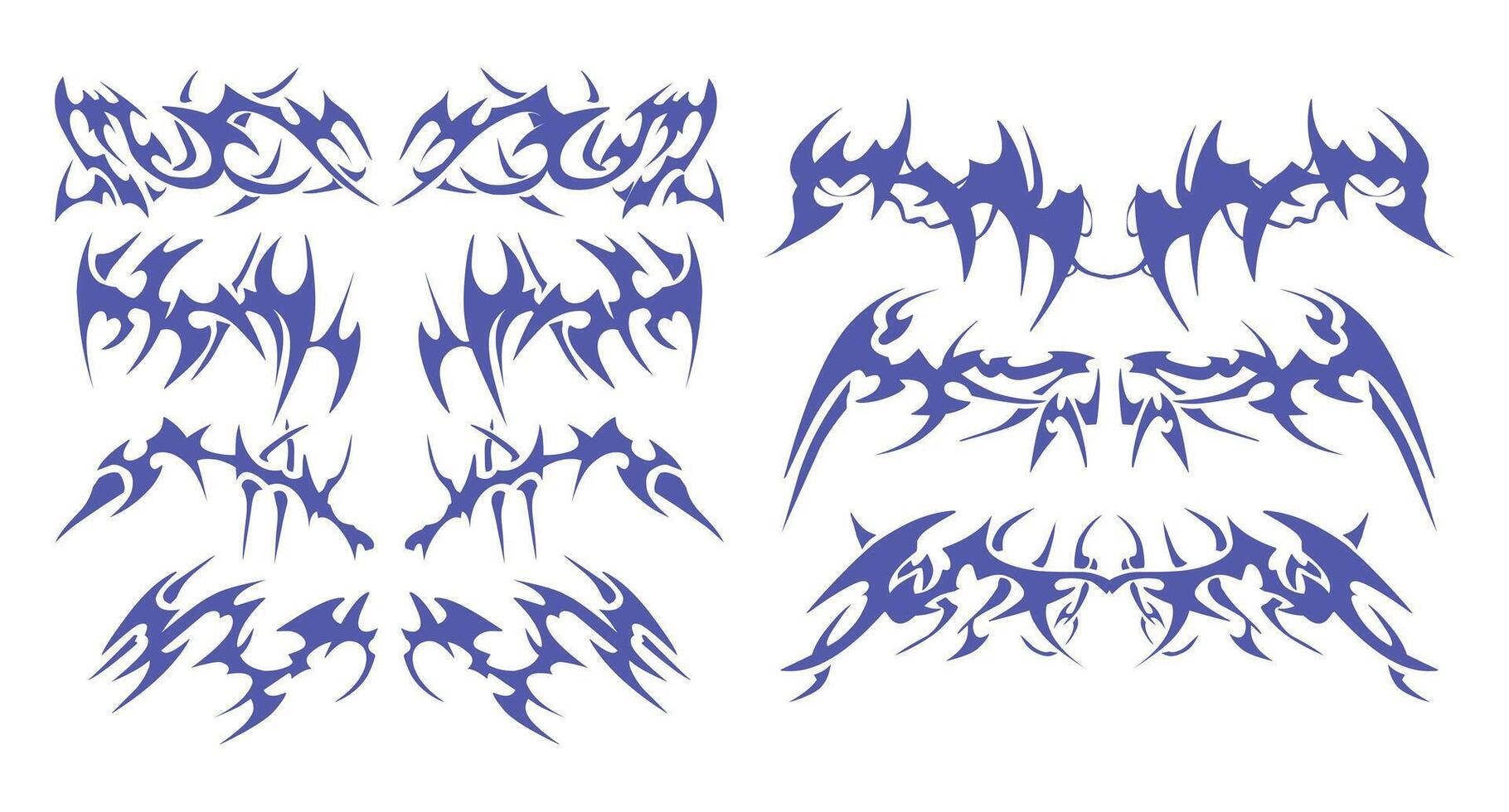 Body Art Compilation with Sharp Edges - A unique set of tribal shapes suitable for various design needs. vector