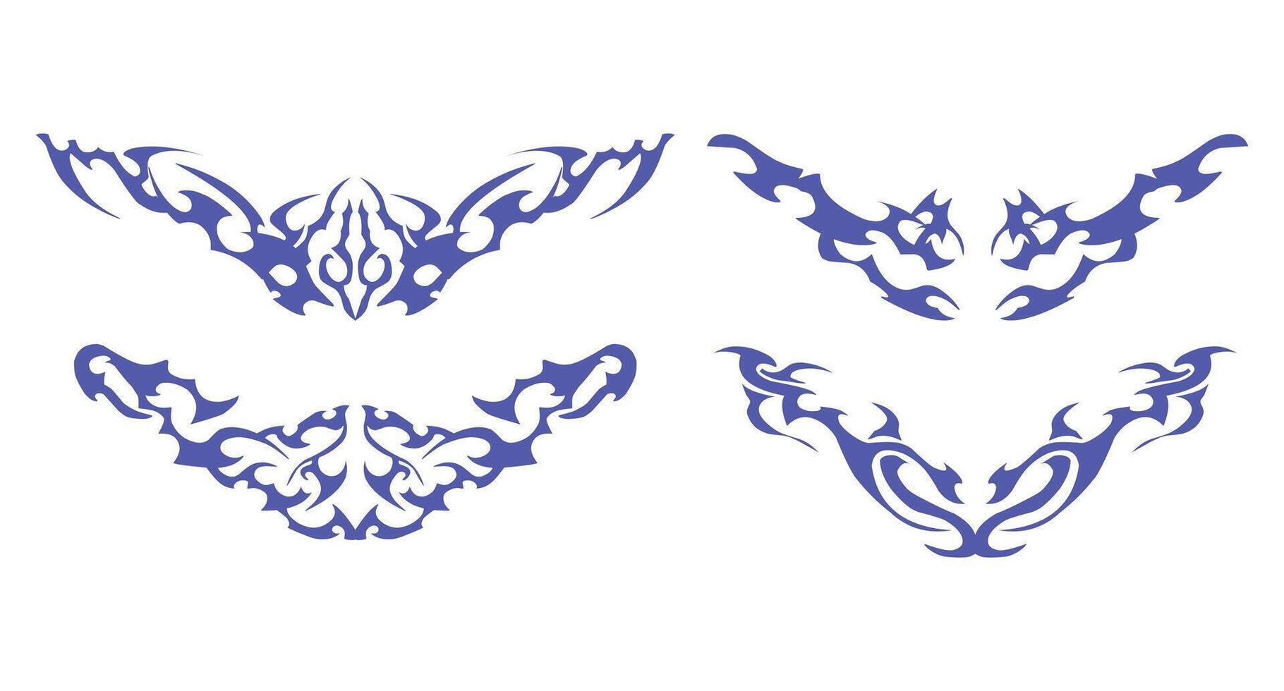 Tattoo Motif Collection with Edgy Forms - A unique set of tribal shapes suitable for various design needs. vector