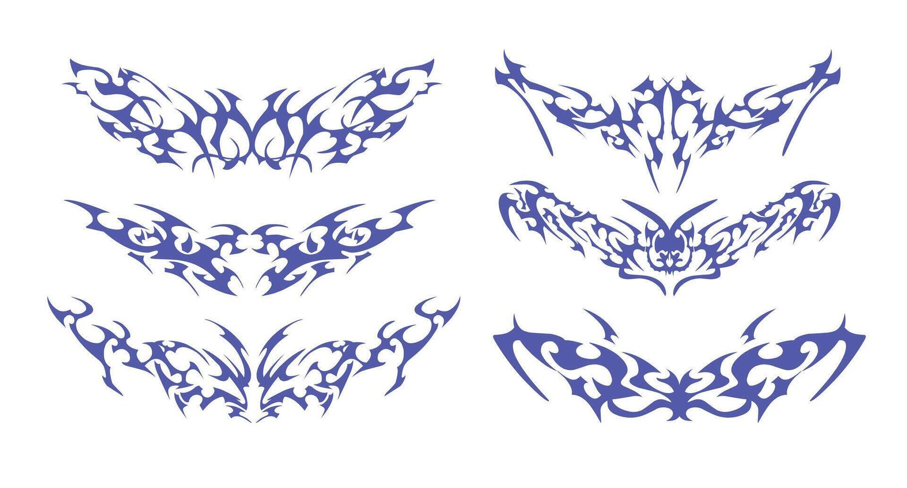 Symmetrical Design Compilation with Edgy Forms - Ideal for use in digital artworks, printables, and tattoos. vector