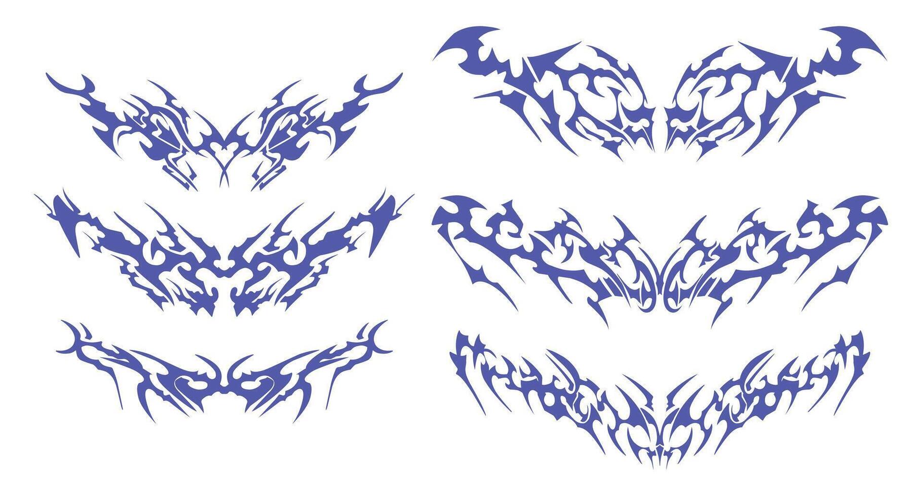 Symmetrical Design Array with Clean Lines - High-quality motifs inspired by tribal and abstract patterns. vector