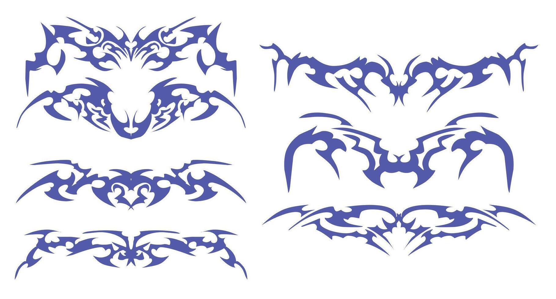 Decorative Pack with Futuristic Tribal - Perfect for body art, digital illustrations, and design inspiration. vector