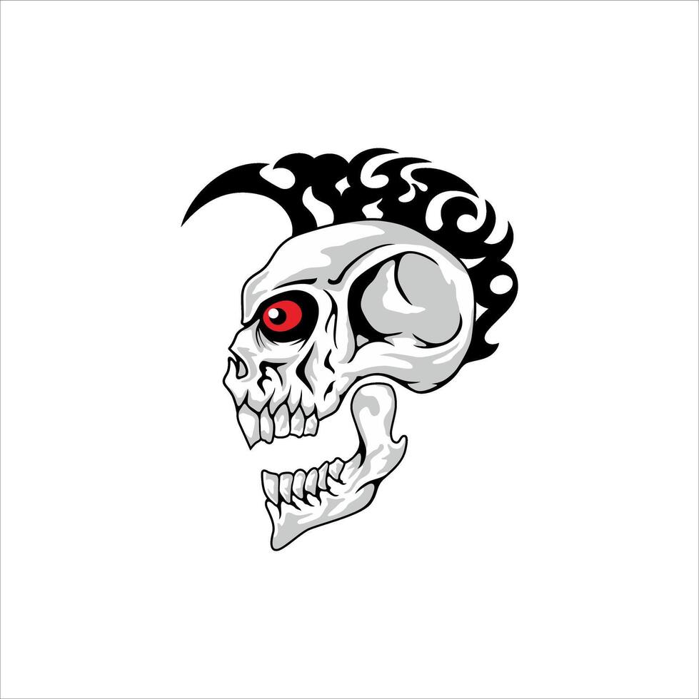 Punk haired skull illustration. Can be used as graphic design vector