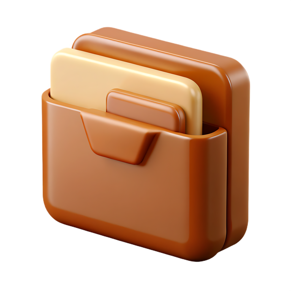 Modern 3D Render of an Orange Folder Icon for File Storage and Organization png
