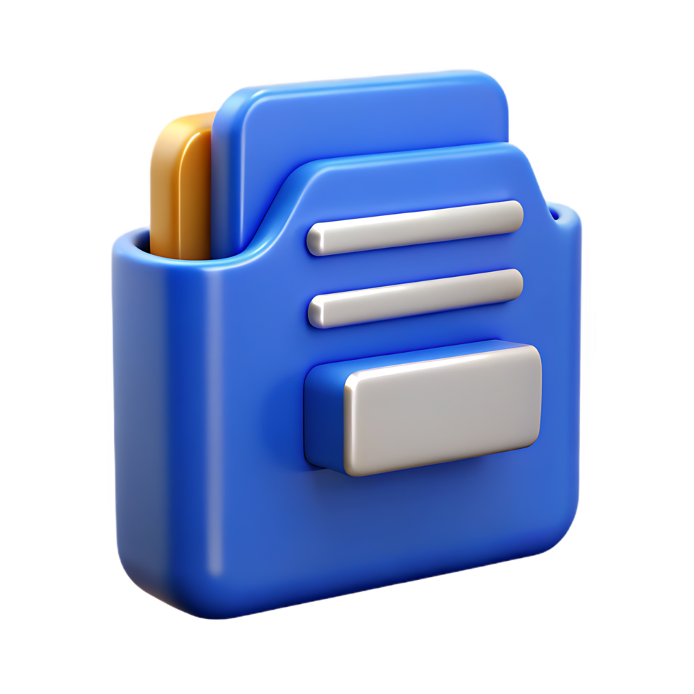 Efficient Data Storage, 3D Rendering of a Blue and Silver File Folder png