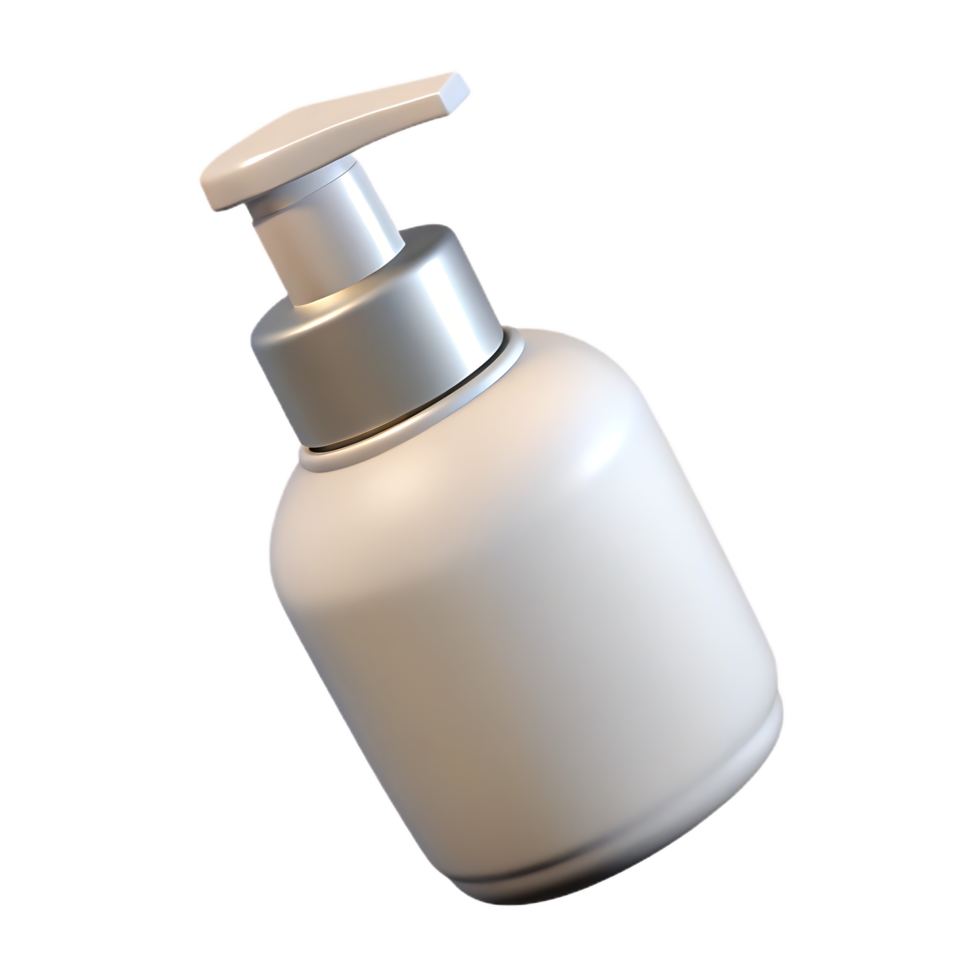 Elegant White and Silver Dispenser Bottle for Cosmetics and Hygiene Products png