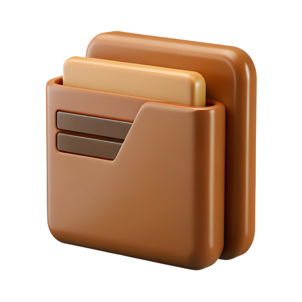 A minimalist 3D render of a file folder for organization, storage, and document management symbolizing efficiency and productivity png