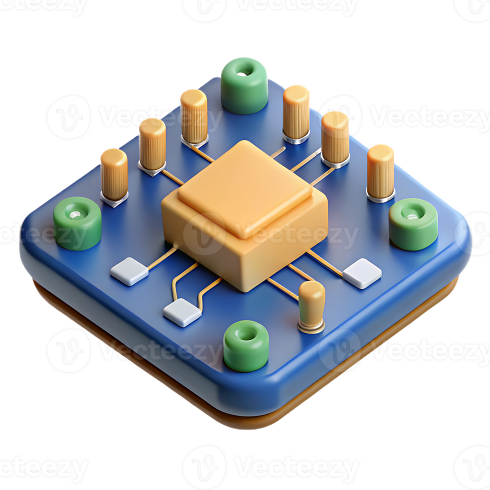 Advanced Microchip Technology Illustration with Integrated Components png