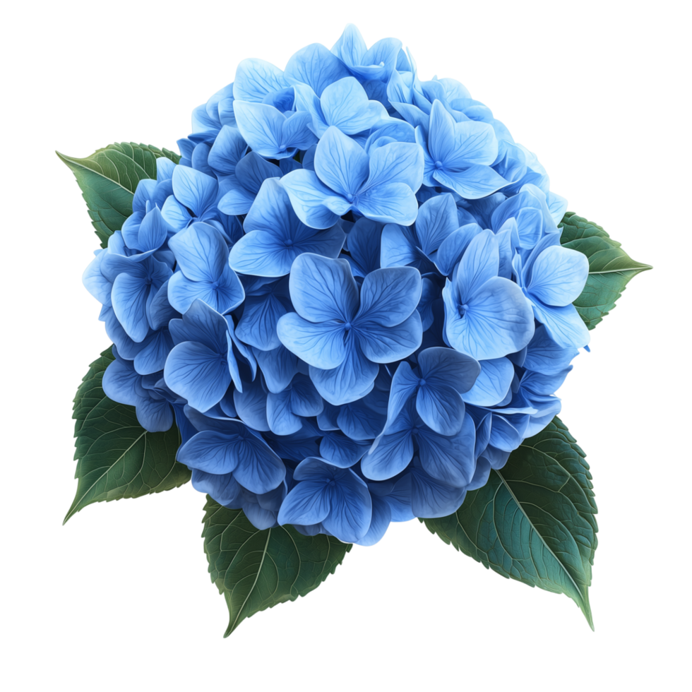 Elegant blue hydrangea blossom, botanical illustration png