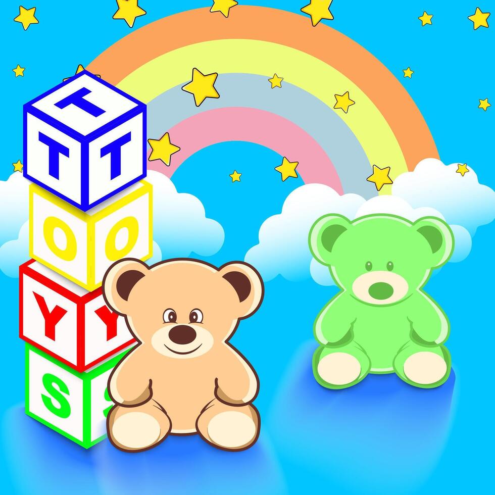 Stacked letter cubes spelling TOYS vector