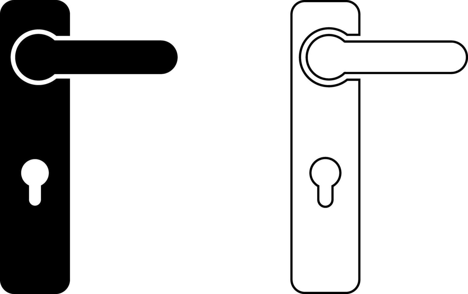 Door handle icon. Smart house security system. Metal items interior symbols doorknob. Locks handles vector
