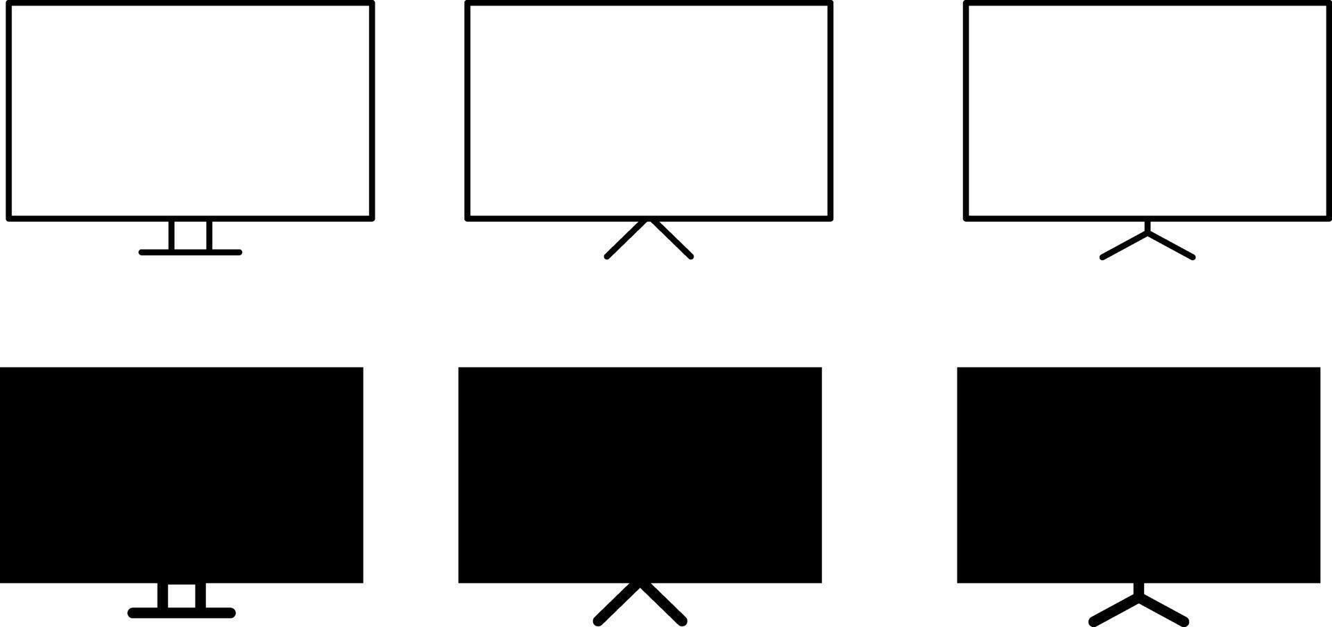 Tv icon set. Smart tv symbol. Computer monitor icons. Television sign vector