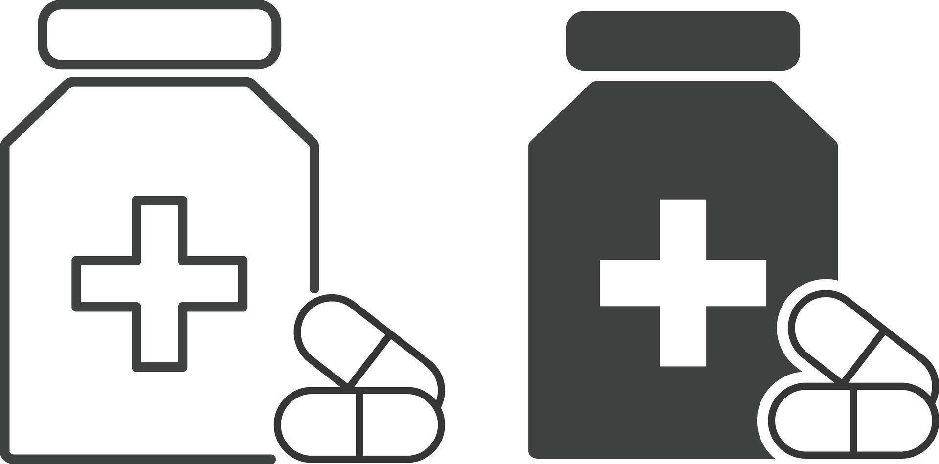 Pill bottle icon set. Health supplements. vitamin pills. packaging for healthcare. mpharmaceutical element vector