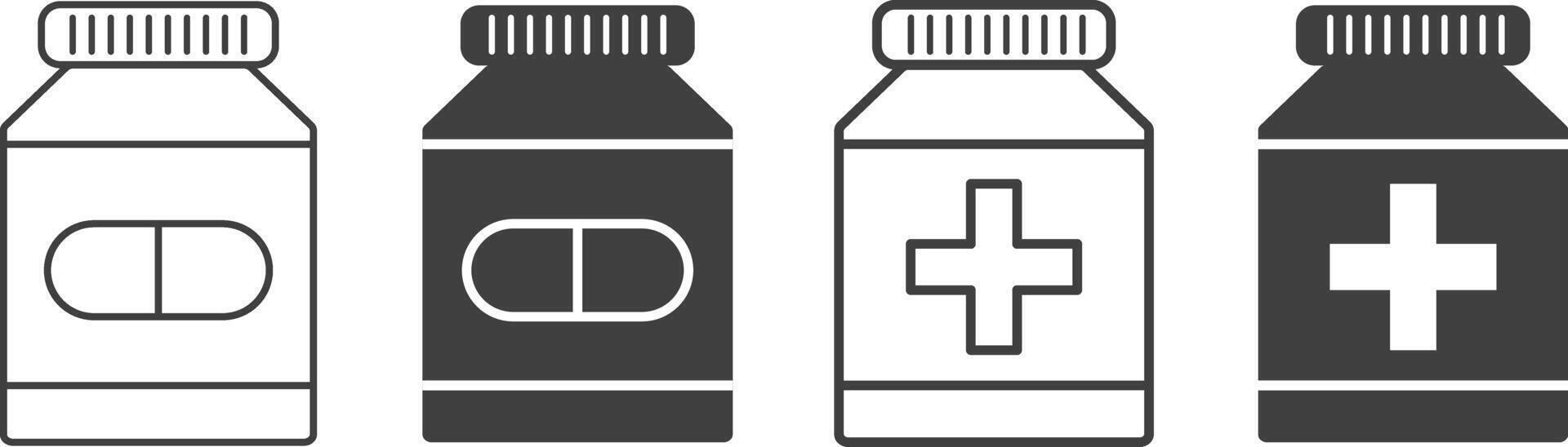 medicine bottle icon. Pharmaceutical dosage sign. minerals pill jar. prescription label. drug pills container. symbolizing medication vector