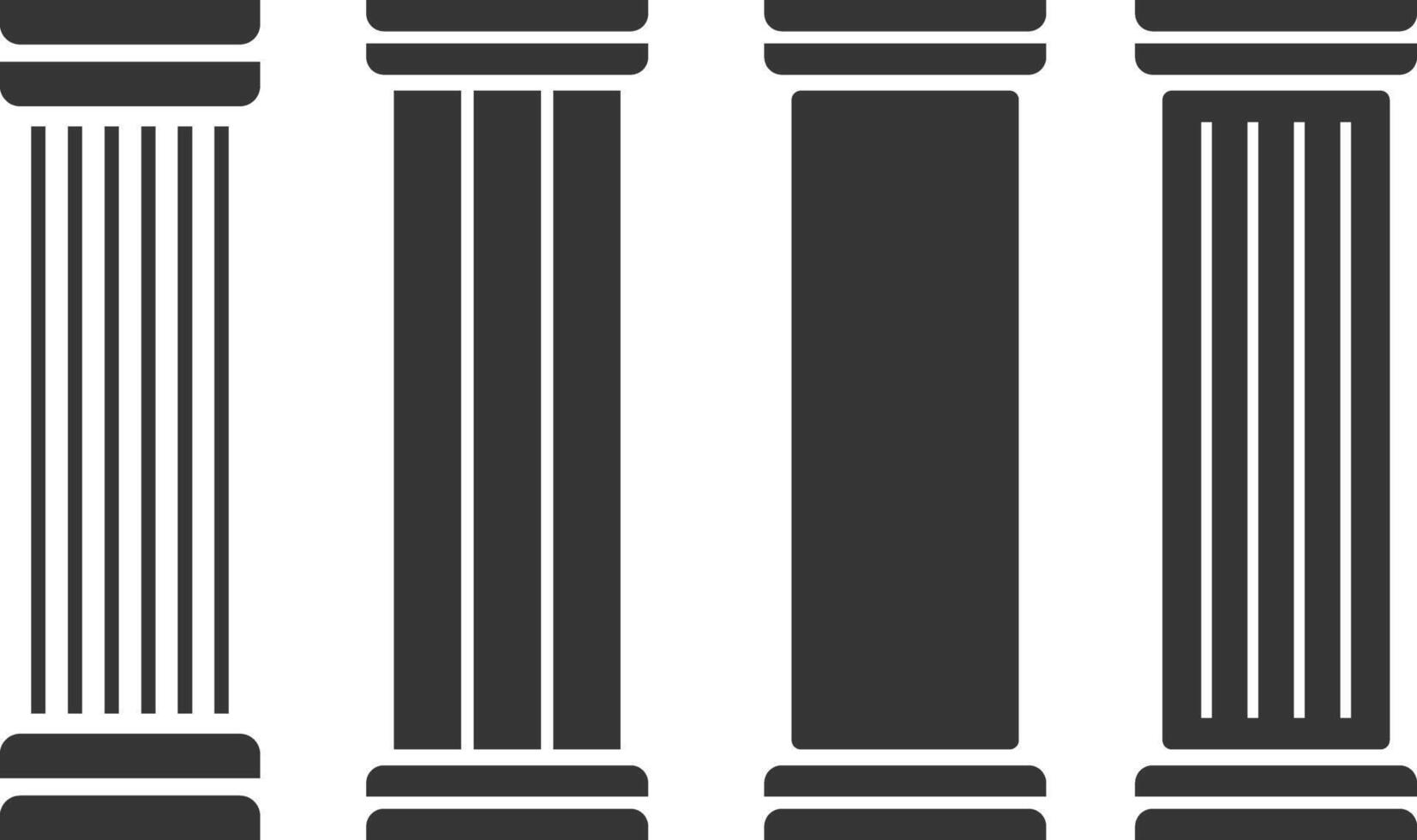 Ancient pillar icon set. Ancient columns. Vintage architecture. Arch frame with roof. Antique parthenon palace vector