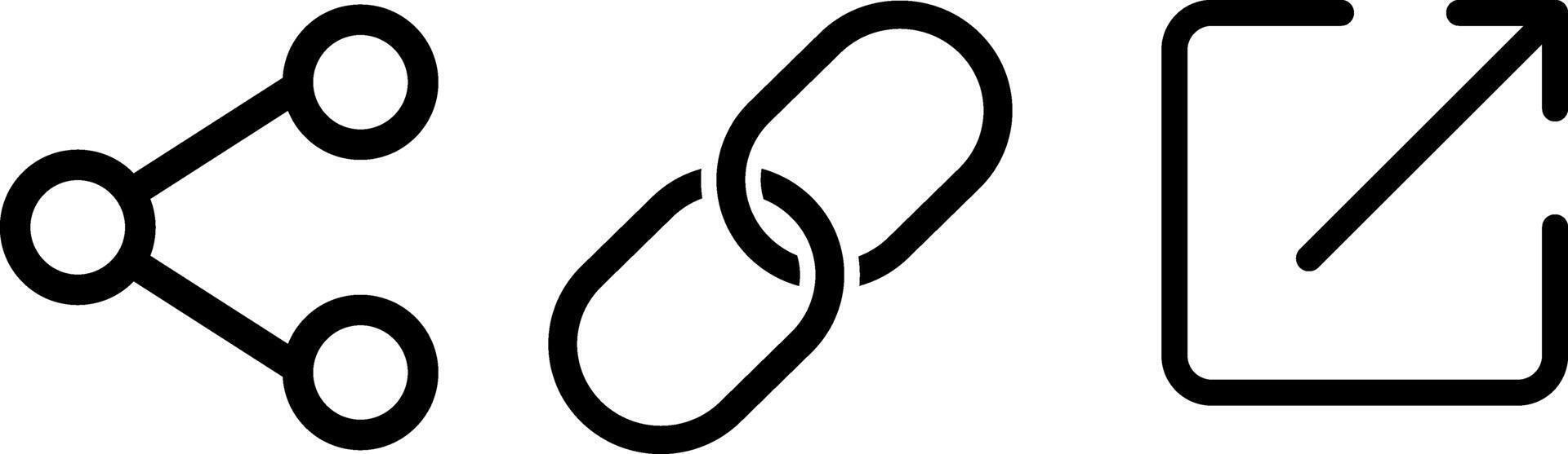 link, share, externel link icon set. hyperlink symbol. strategy planning. Network sharing sign. arrow link connection icon vector