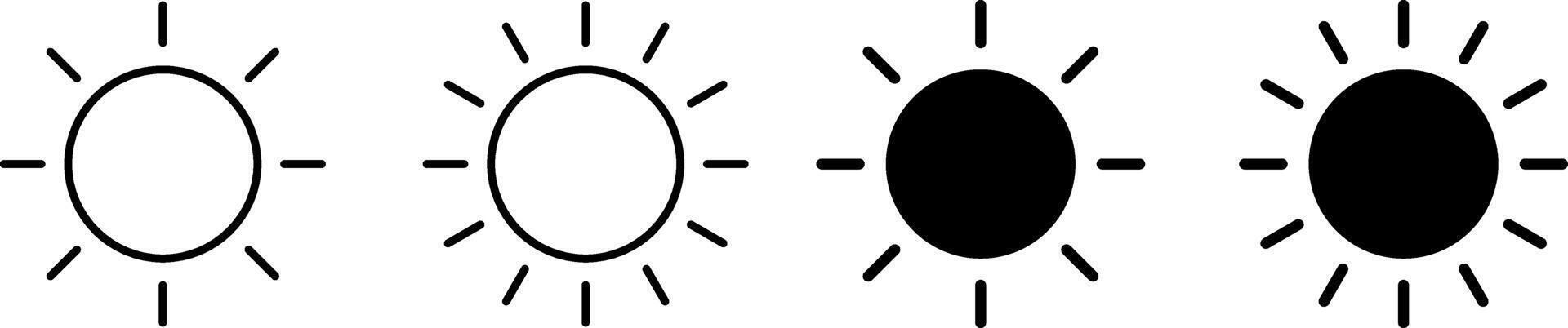 Sun icon set. Hot solar energy for tan. Sunset symbol. Sunshine simple icons vector