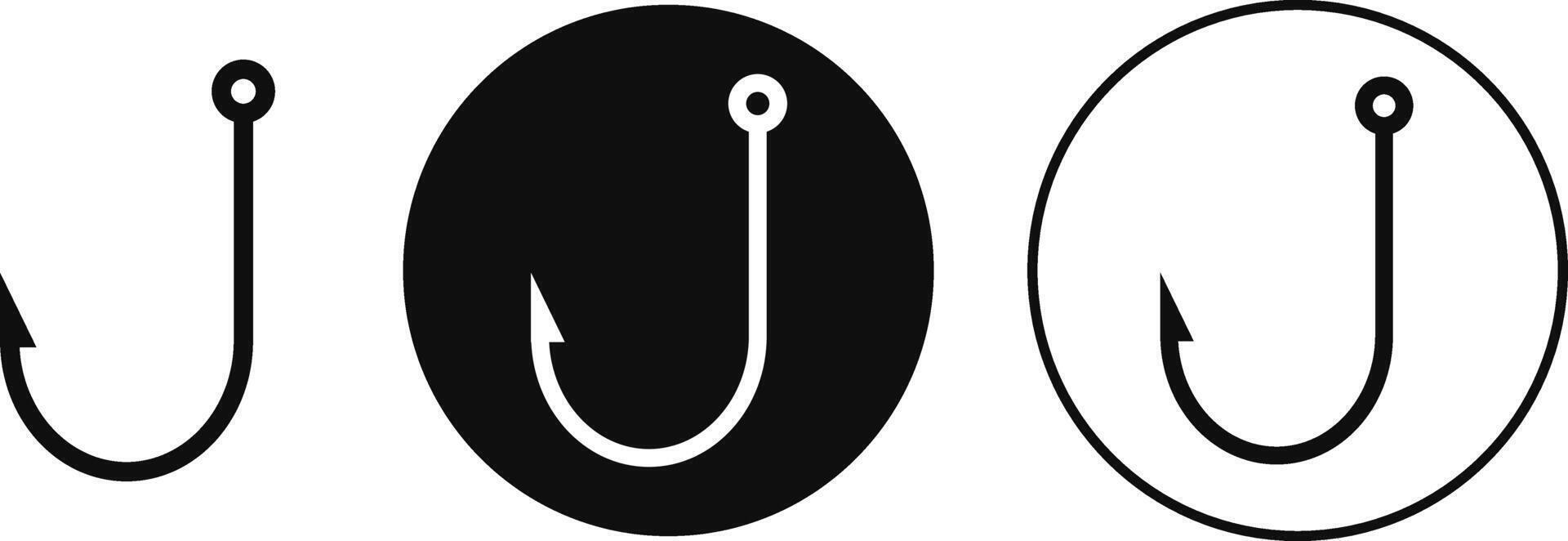 Fish hook icon. Angler equipment. sport fishing icons. circular eyelet. symbolizing angling. marine activities vector