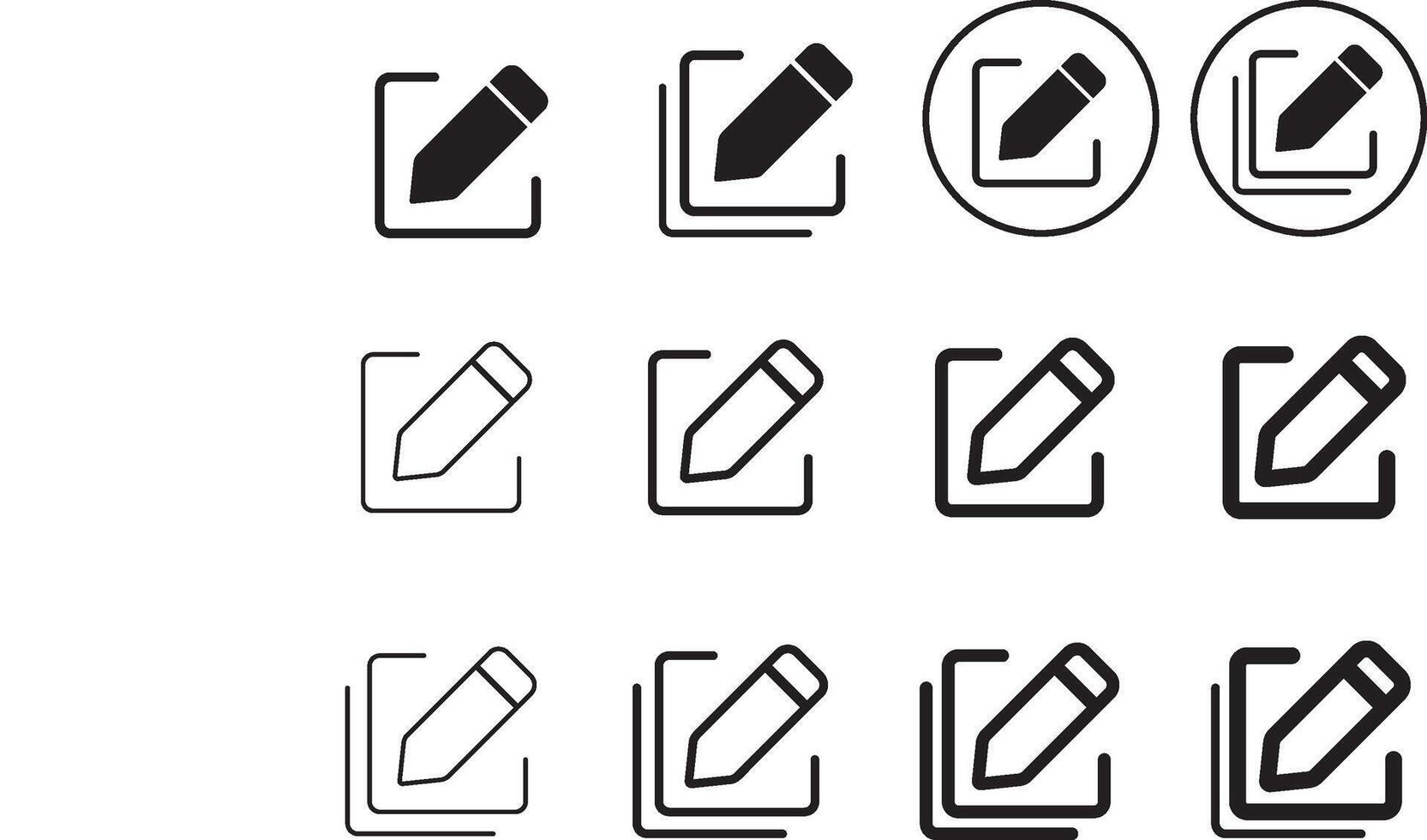 edit icon set. pen symbol. create modify sign button. Pencil icons. editing text file document symbol vector