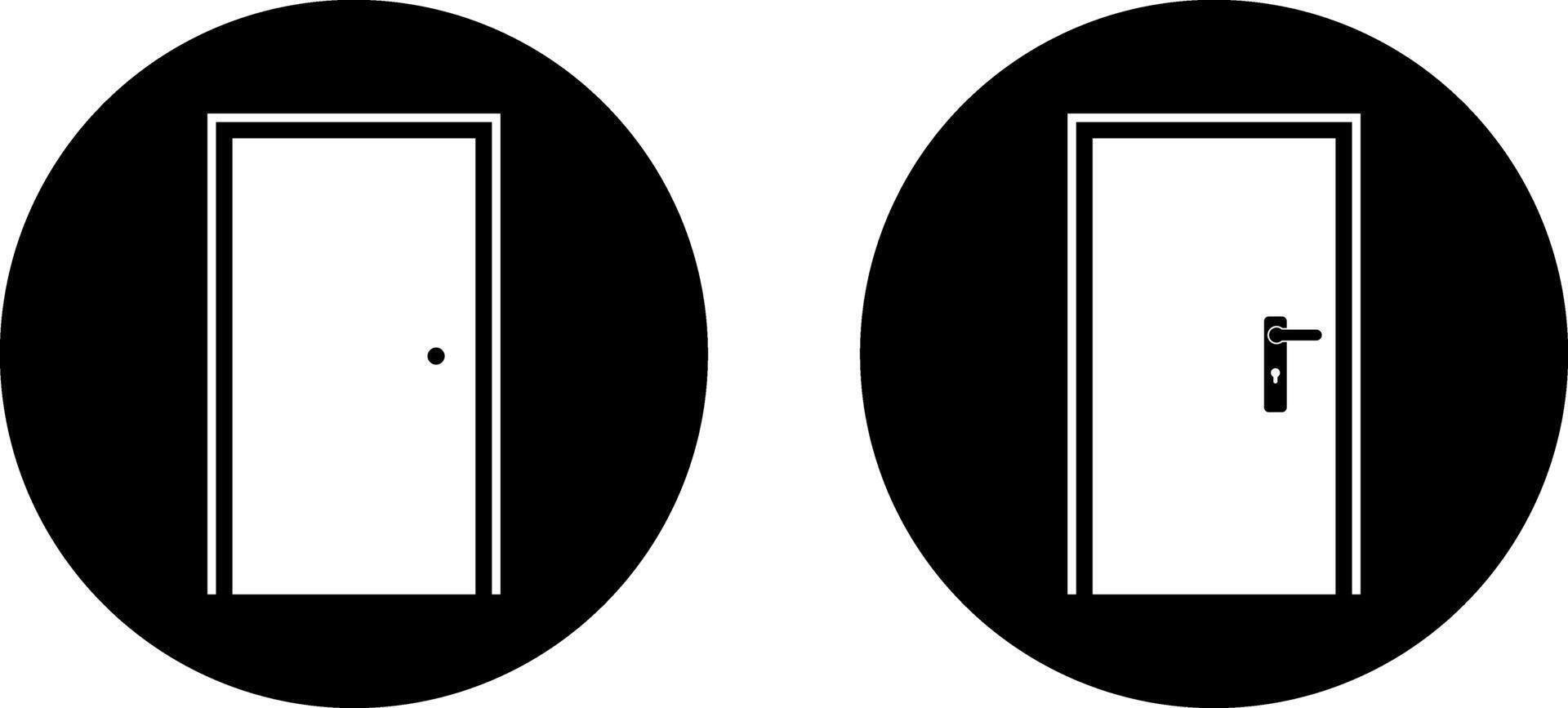 Door icon. Home decorate element. room symbol. Exit doorway simple icons. Push door symbol vector