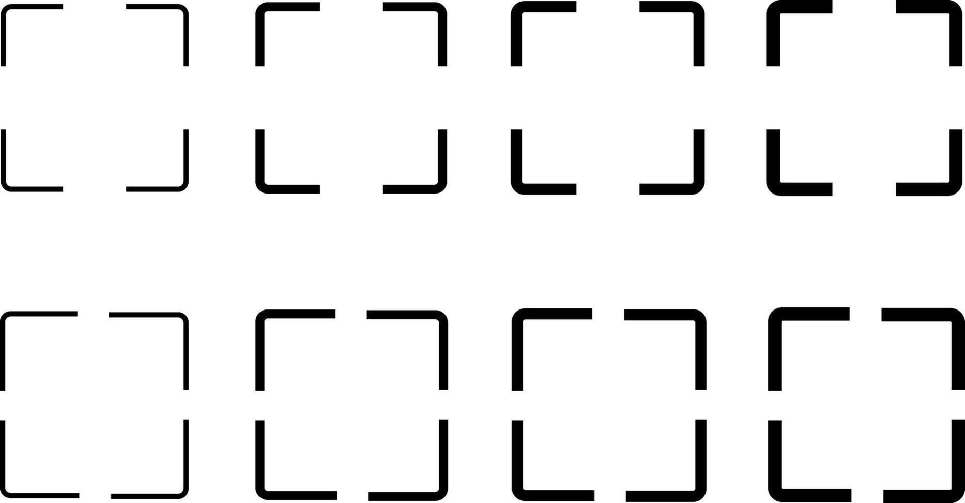 Full screen icon set. Expand size icons. Enlarge screen symbols. Trim view sign. arrows pointing expansion vector