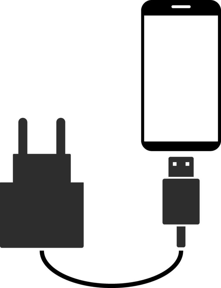 Mobile phone charger icon. Plug adapter symbol. Electronic device connector. Smartphone charger sign. charging cable. wireless technology vector