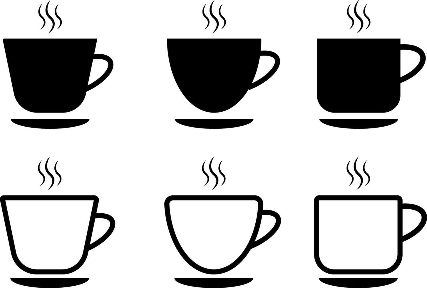 Coffee cup icon set. Hot drink icon. Disposable cup. caffeine drink. Takeaway concept vector