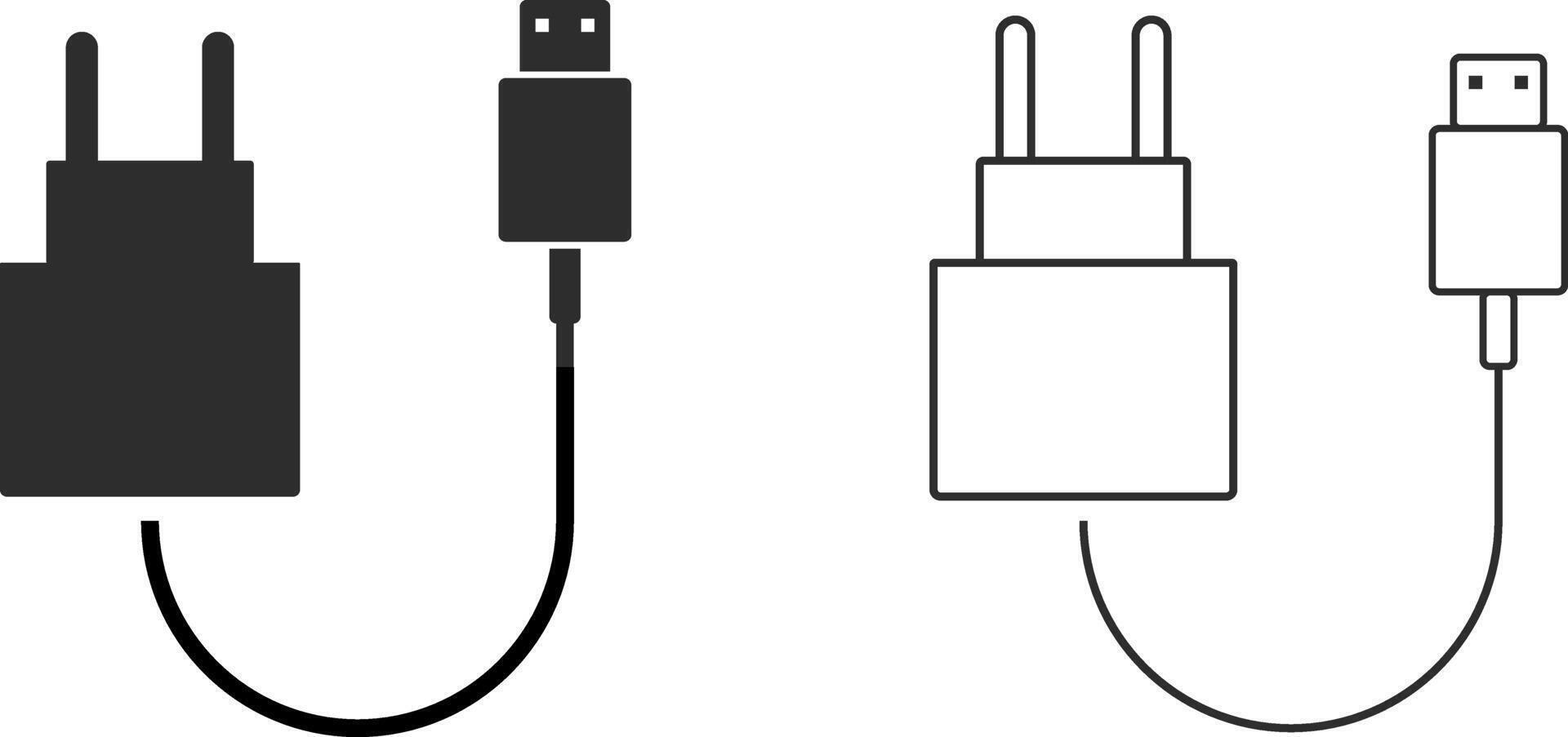 Mobile phone charger icon. Plug adapter symbol. Electronic device connector. Smartphone charger sign. charging cable vector