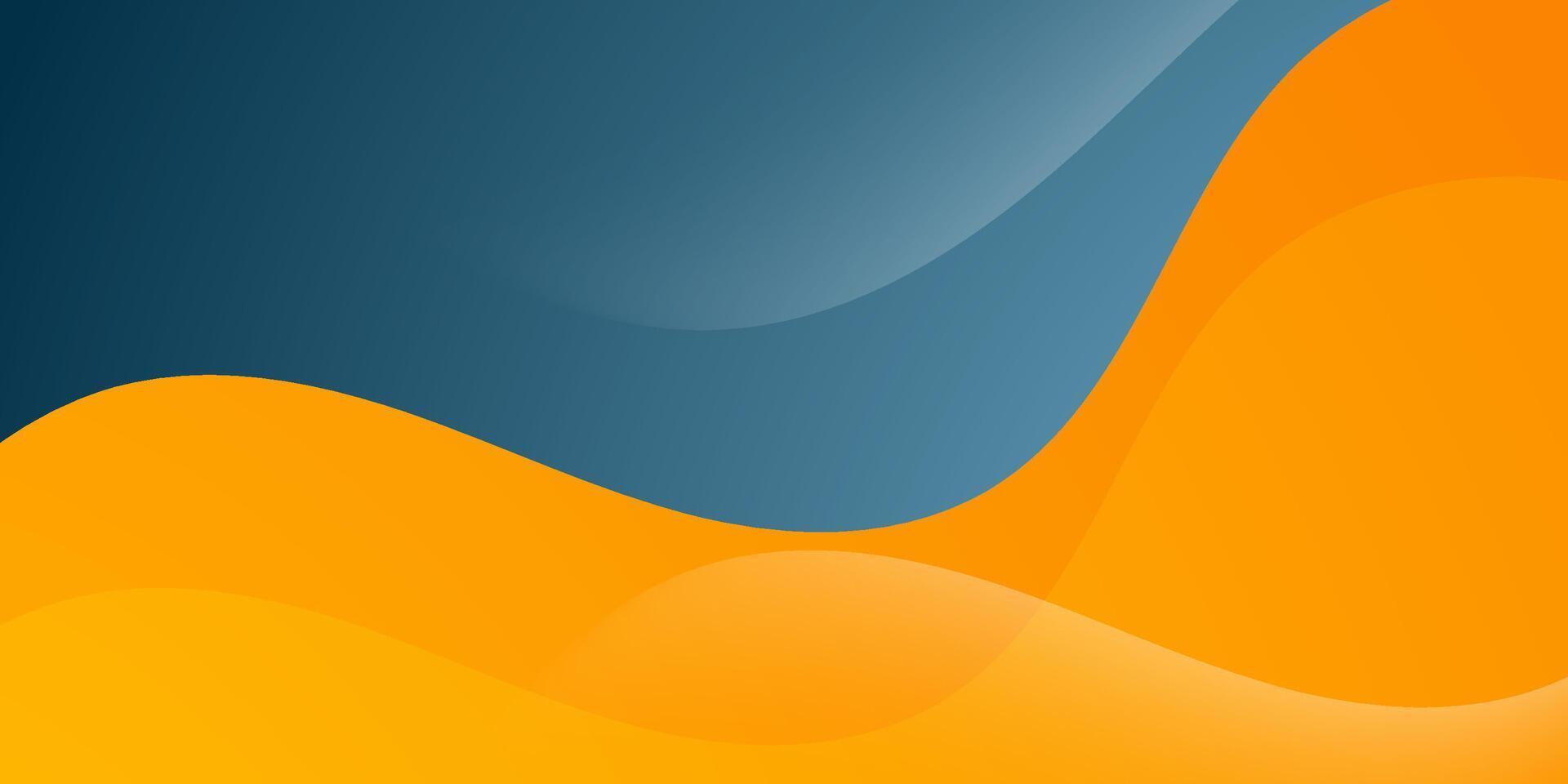 Abstract colorful blue and orange wave simple background. Trendy banner wave shapes pattern design. vector