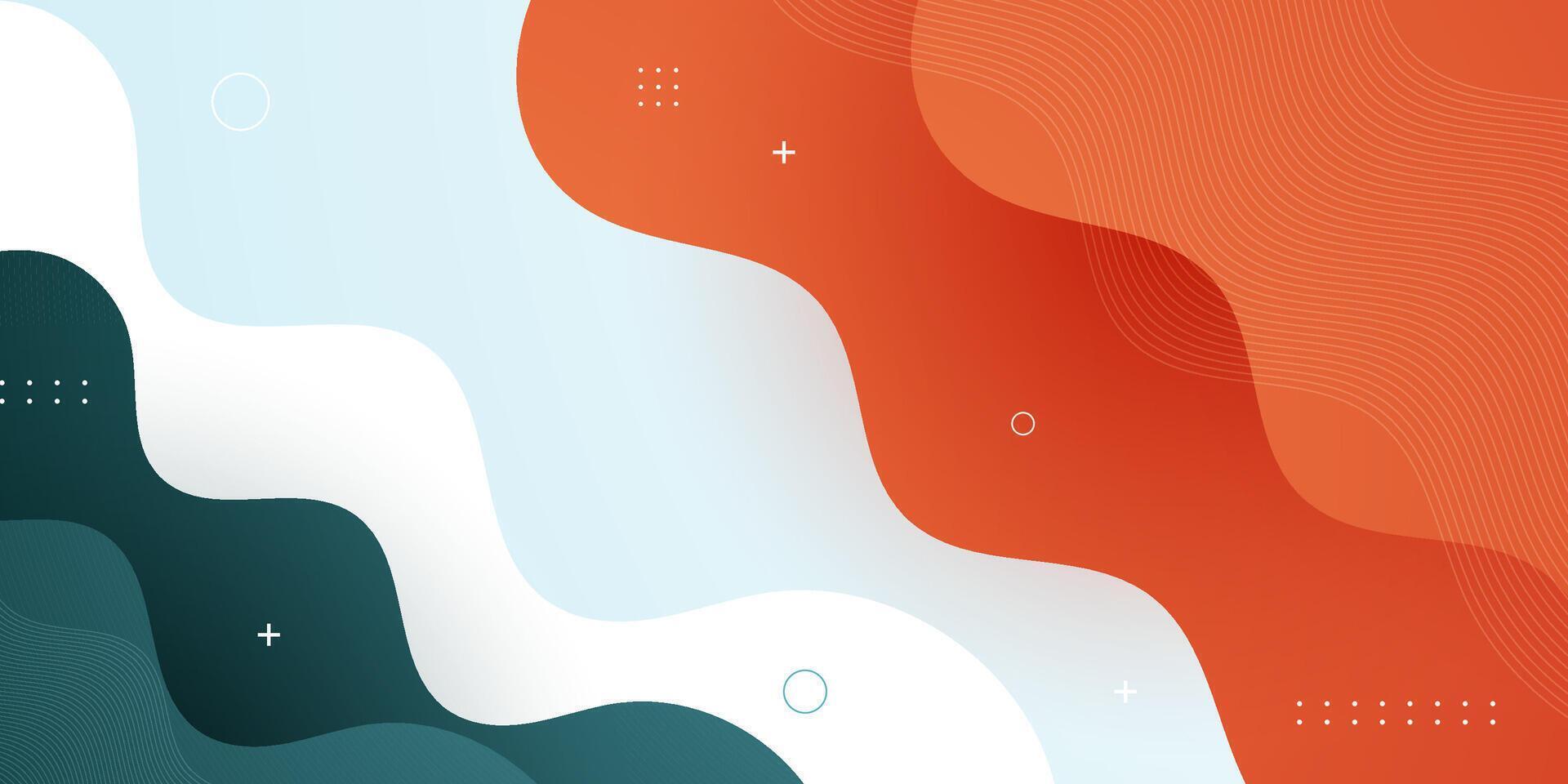 Abstract colorful wave fluid banner background. Green and orange fluid pattern on white background. Simple business card design. vector