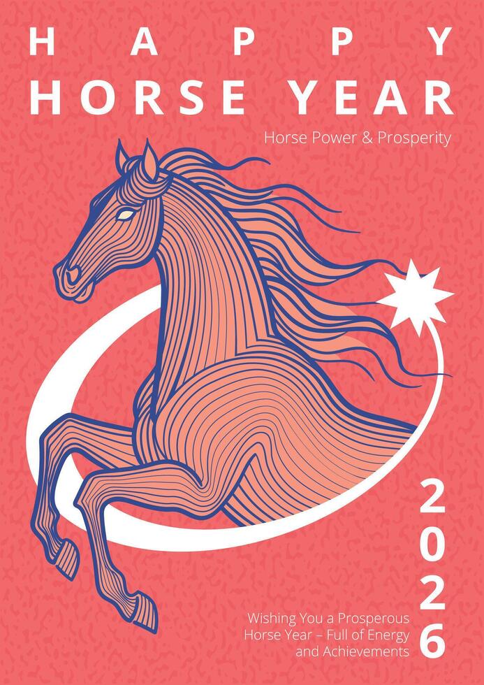 2026 Stylized Chinese New Year Year of the Horse Celebration with Illustrations for Cover, Card, Poster, Banner, and Flyer Templates vector