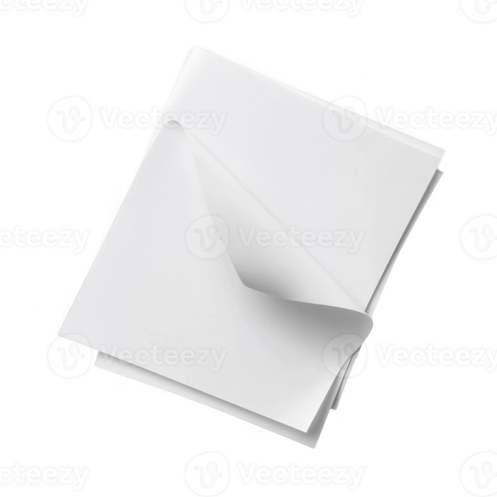 Stack of white papers mockup on transparent background png