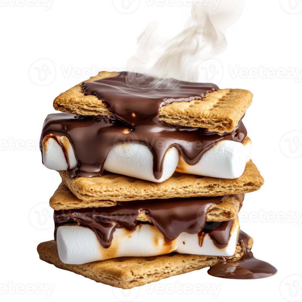 Delicious s'more dessert stack on transparent background png