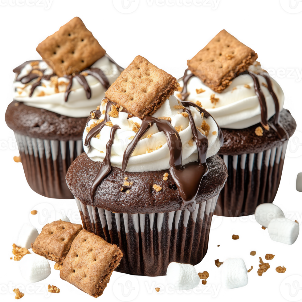 Cupcakes with graham crackers on transparent background png