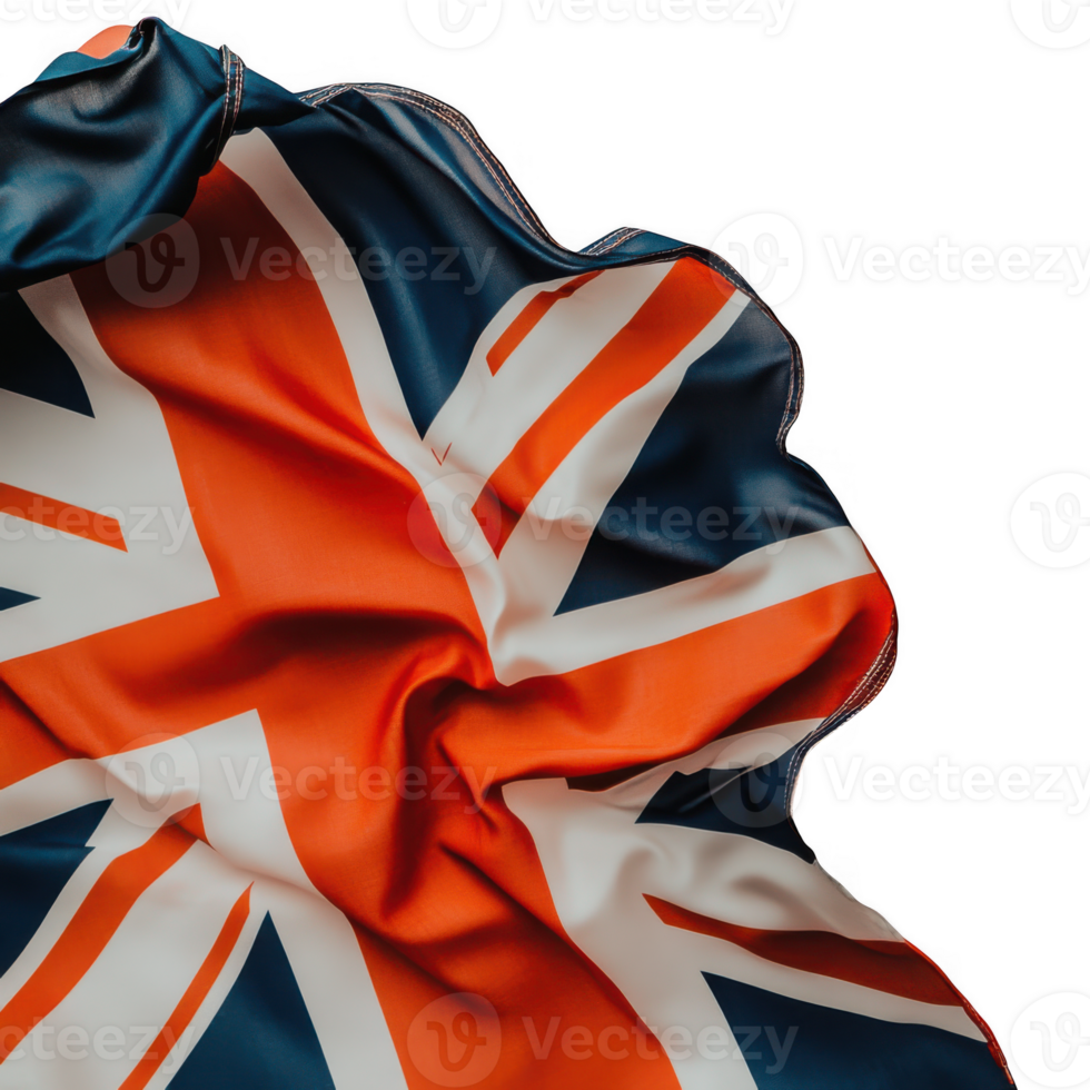 Union jack flag waving gently on transparent background png