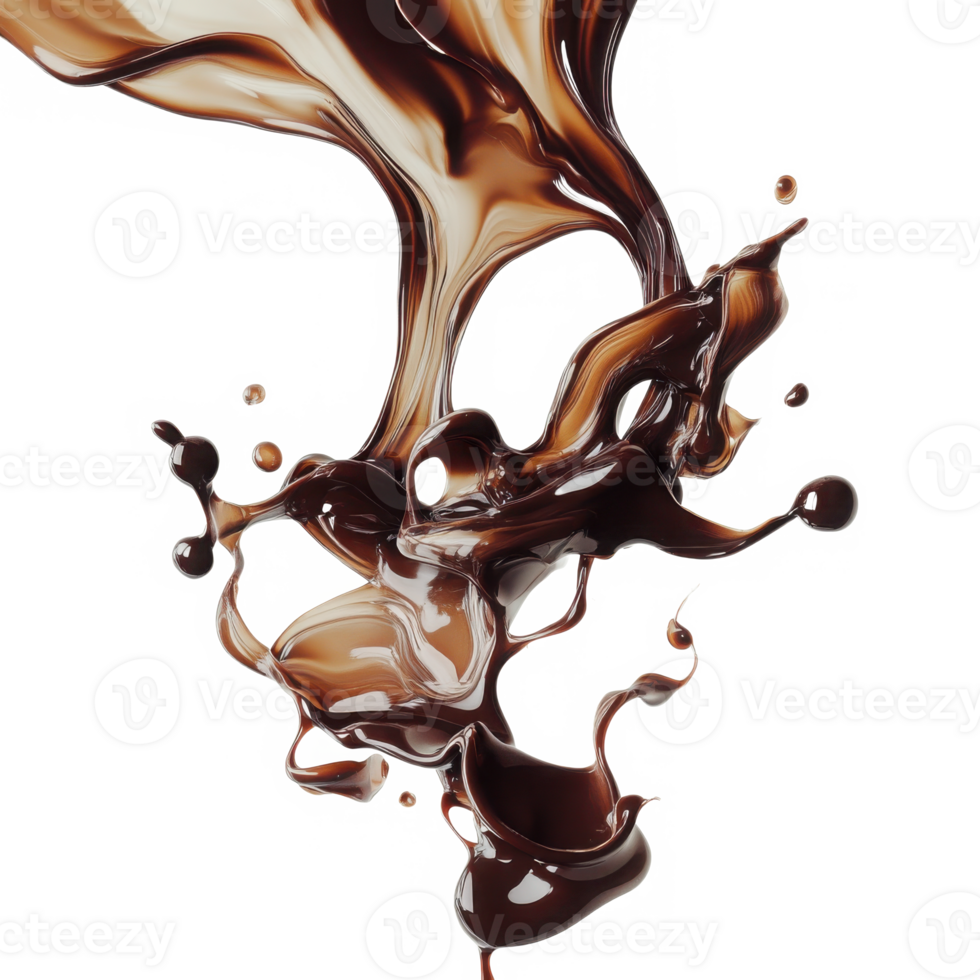 Chocolate splash liquid design element on transparent background png