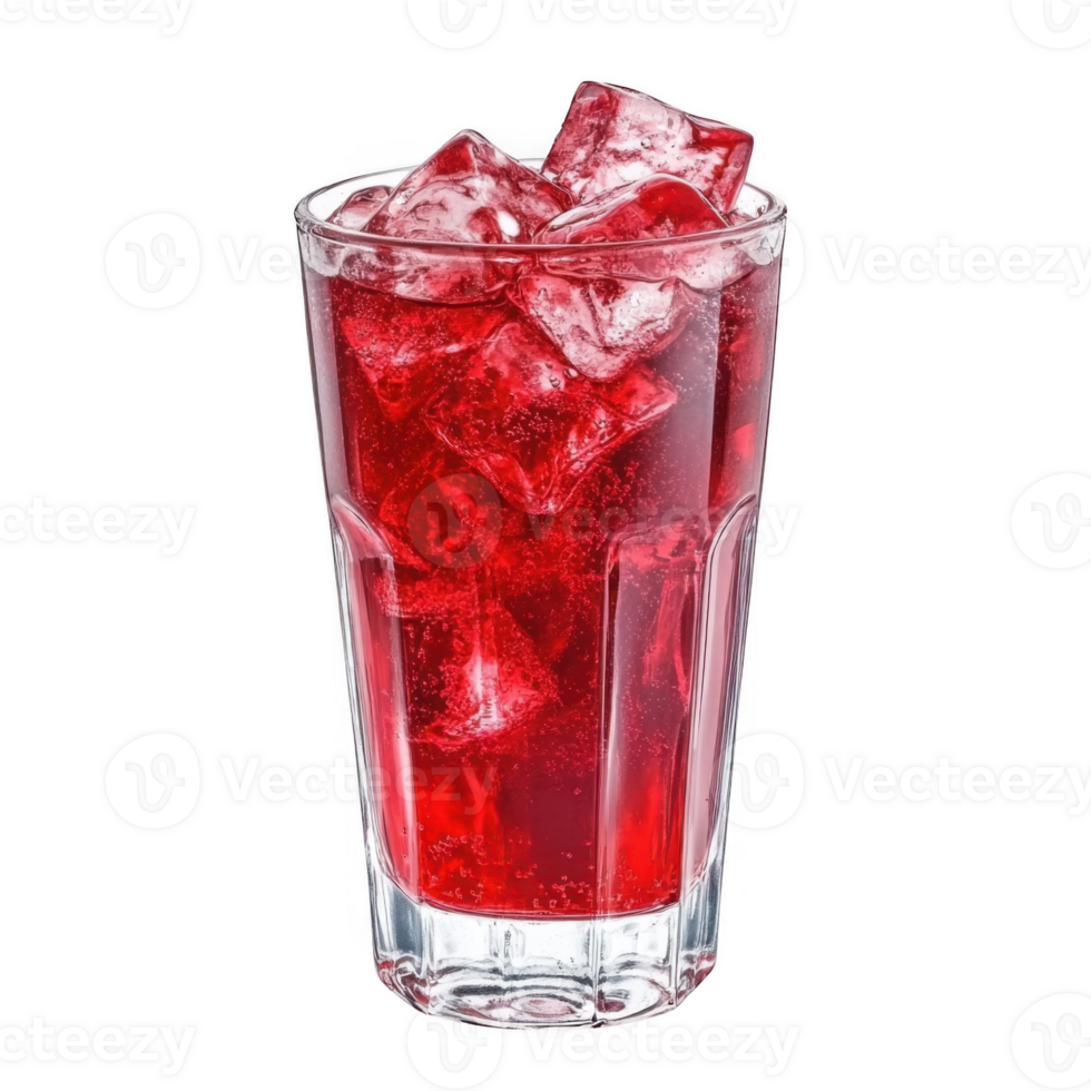 A glass of red drink with ice cubes png