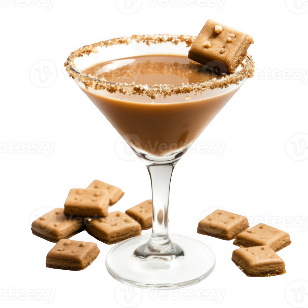 Cookie cocktail with cookies on glass on transparent background png