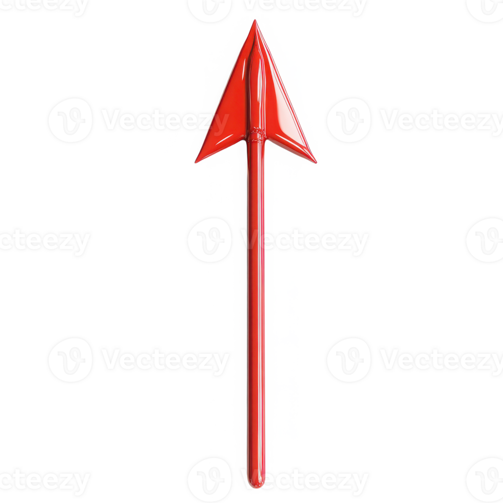 Shiny red arrow pointing upwards on transparent background png