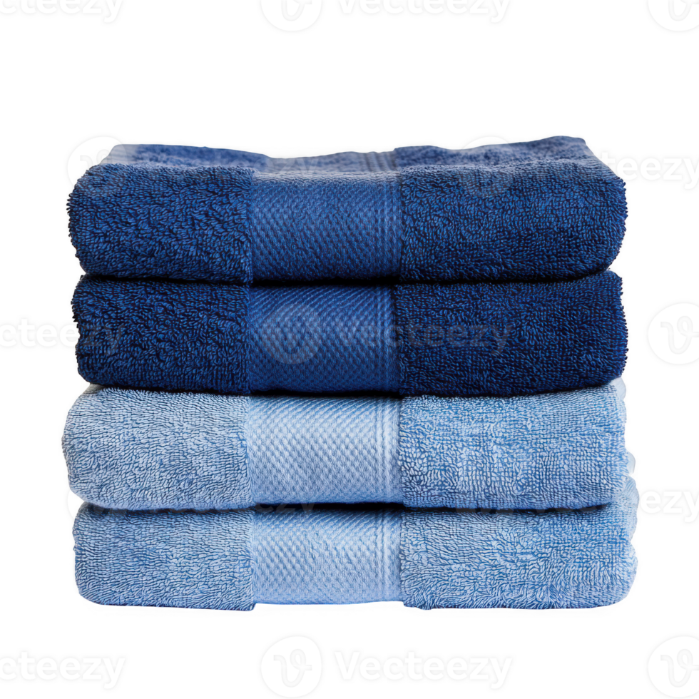 Stack of blue folded towels on transparent background png