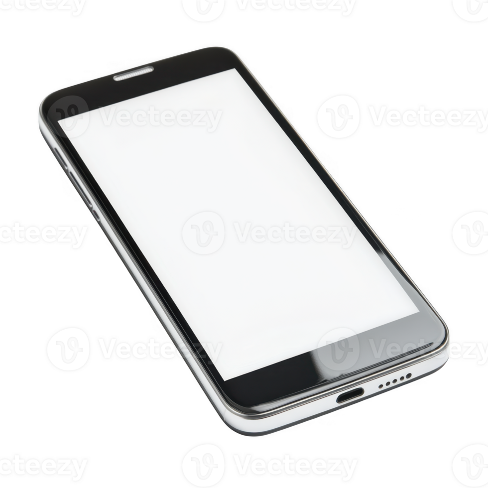 Smartphone with blank screen display on transparent background png