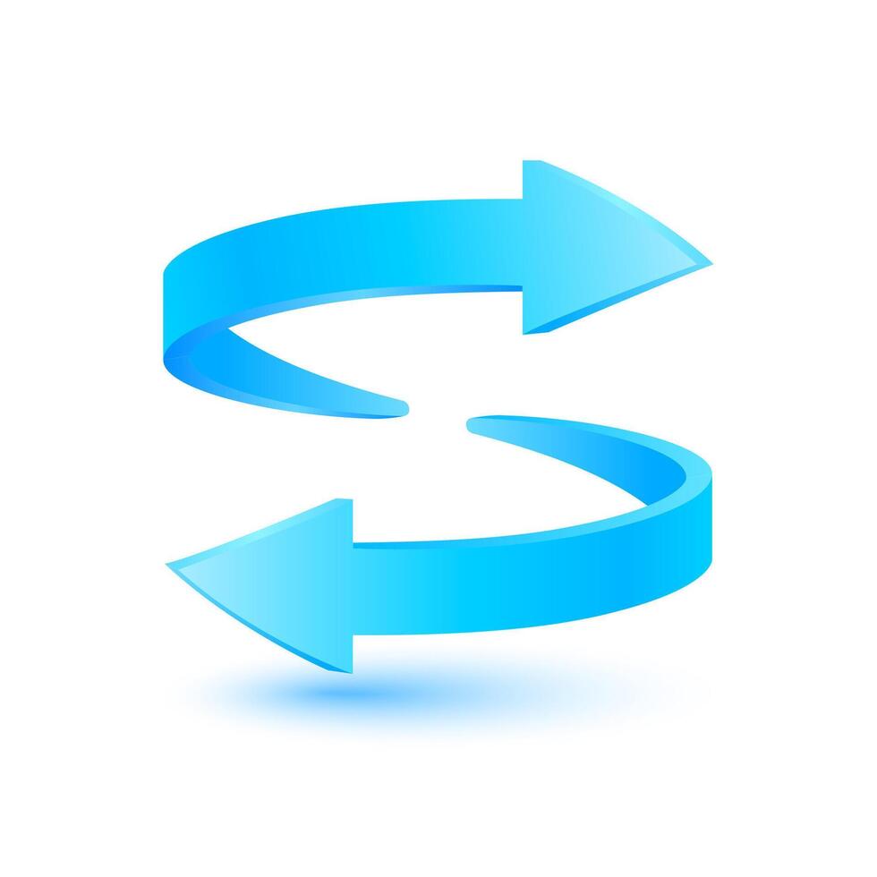 Two arrows blue circulating around refresh icon, Update symbol or download. Isolated on white background. vector