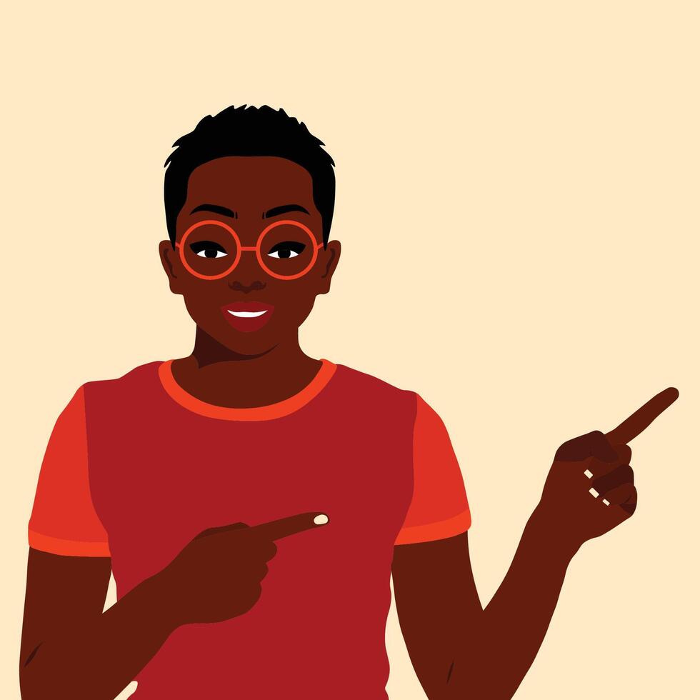 Black girl pointing side ways vector