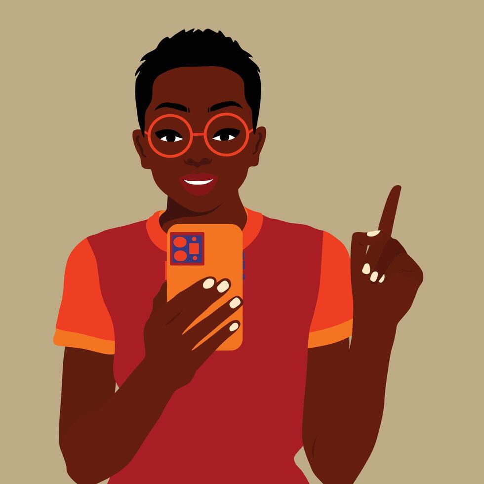 Black girl taking a selfie vector