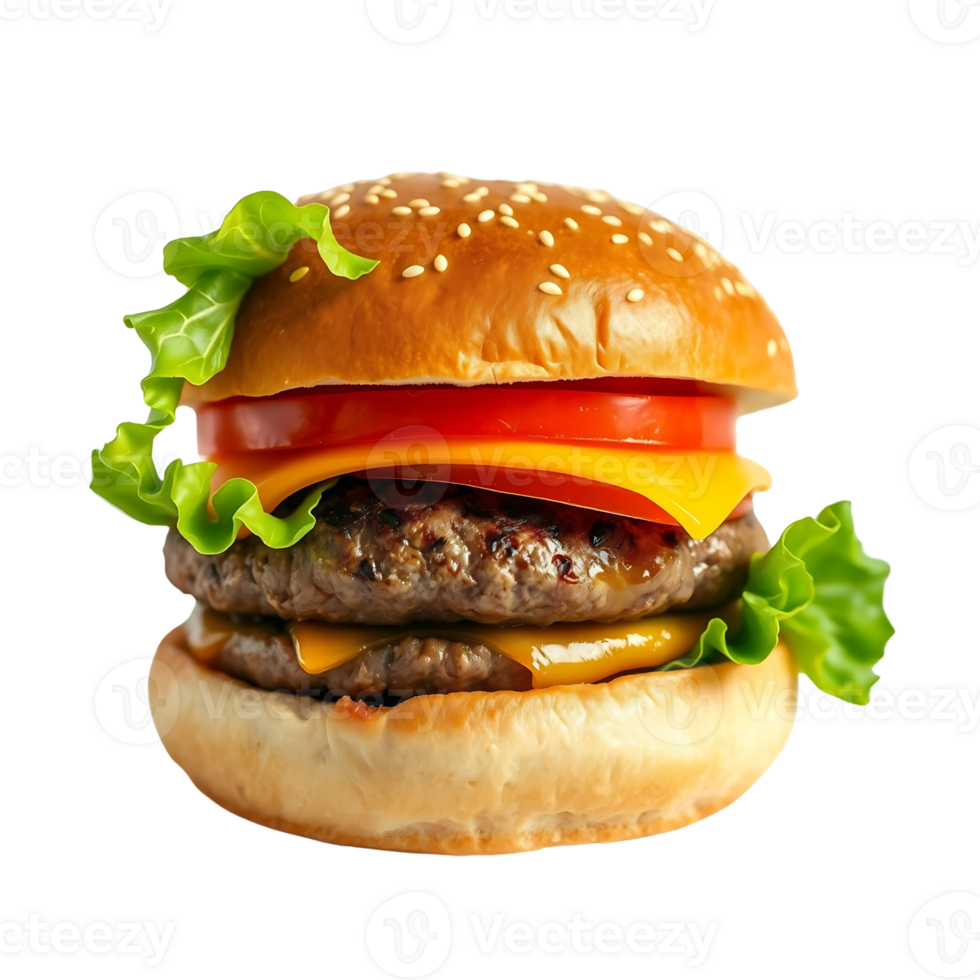 Perfect fast food cheeseburger with realistic texture png