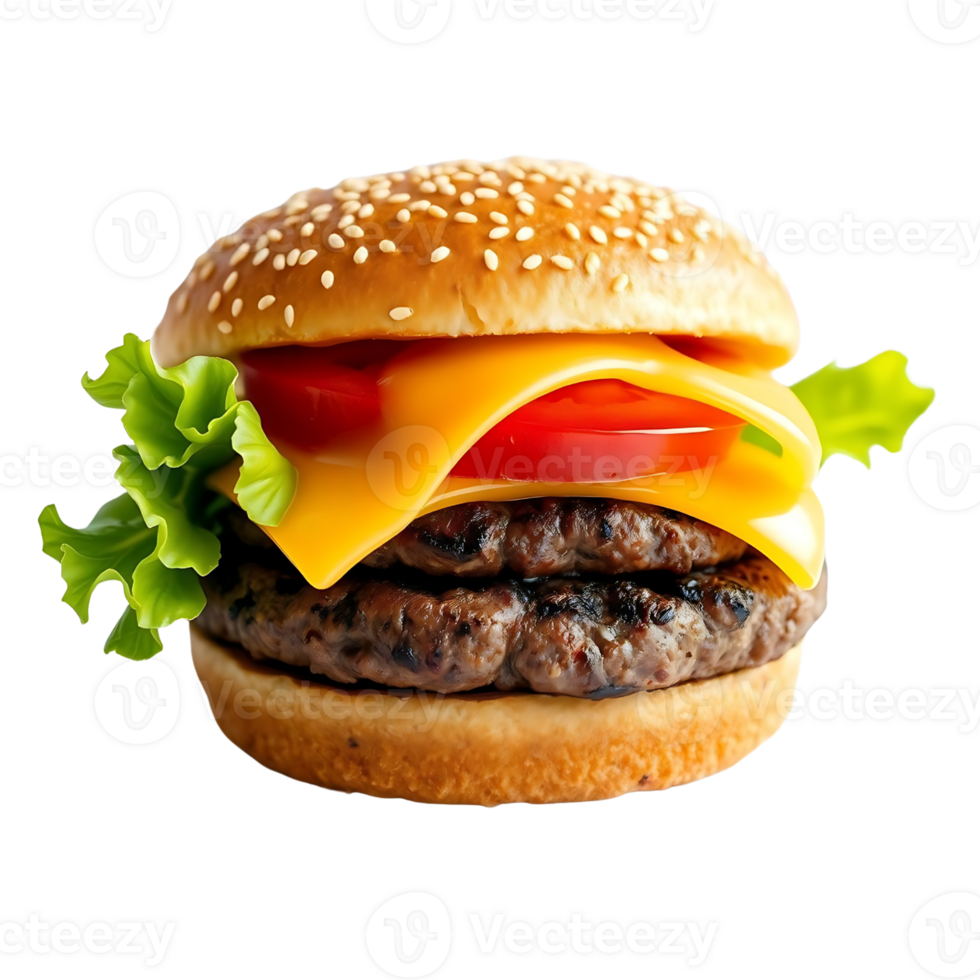 Premium hamburger with crispy lettuce and juicy beef png