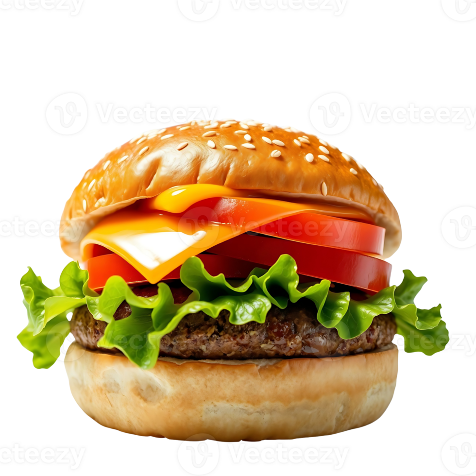 High quality image of cheeseburger on black background png