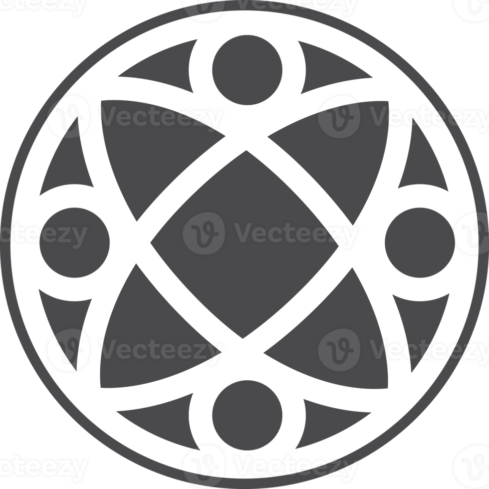 Gothic rose window with medieval ornament. Silhouette of cathedral circle rosette. Christian architecture element with stained glass. Radial frame. png