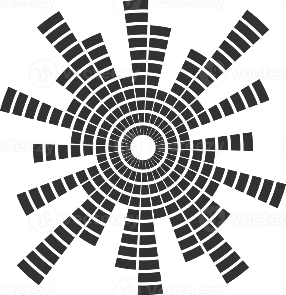 Sound music circular wave. Radial audio equalizer. Round abstract graphic of voice and echo. Frequency geometric bar png