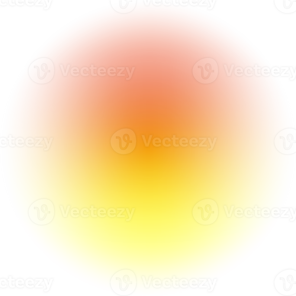 Gradient blurred circle shape. Orange colored fluid liquid element. Soft light holographic element. Round blob with neon aura for design. Blended iridescent organic bubble. png